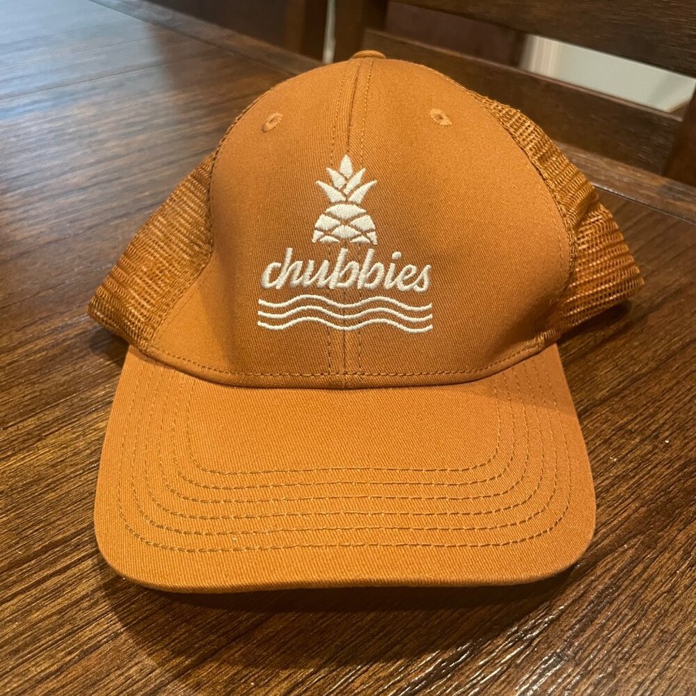 Chubbies Logo Burnt Orange Brown Cap Mesh Snapback Adjustable Trucker Hat